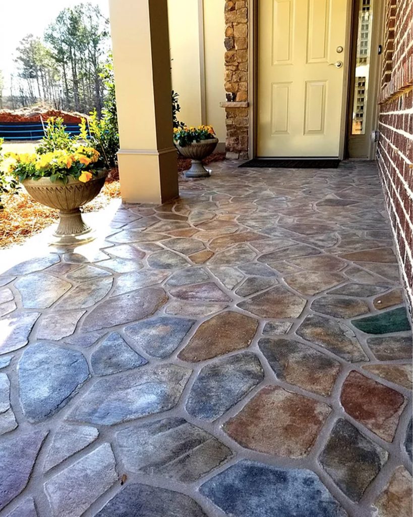 Pickett's Mill pattern outdoor front door area Floor in the Flagstone color.