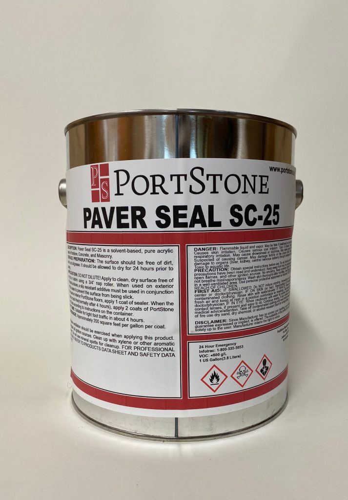 Brick and Paver Sealer SC-25. 25% Solids Solvent Based Sealer.  For use on PortStone Thin Brick, Patriot Pavers, regular brick floors, concrete, stained concrete.